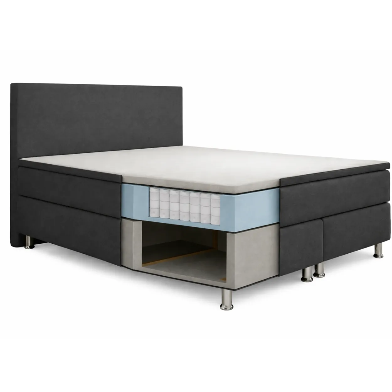 Boxspringbett Köln 140x200 Webstoff Schwarz