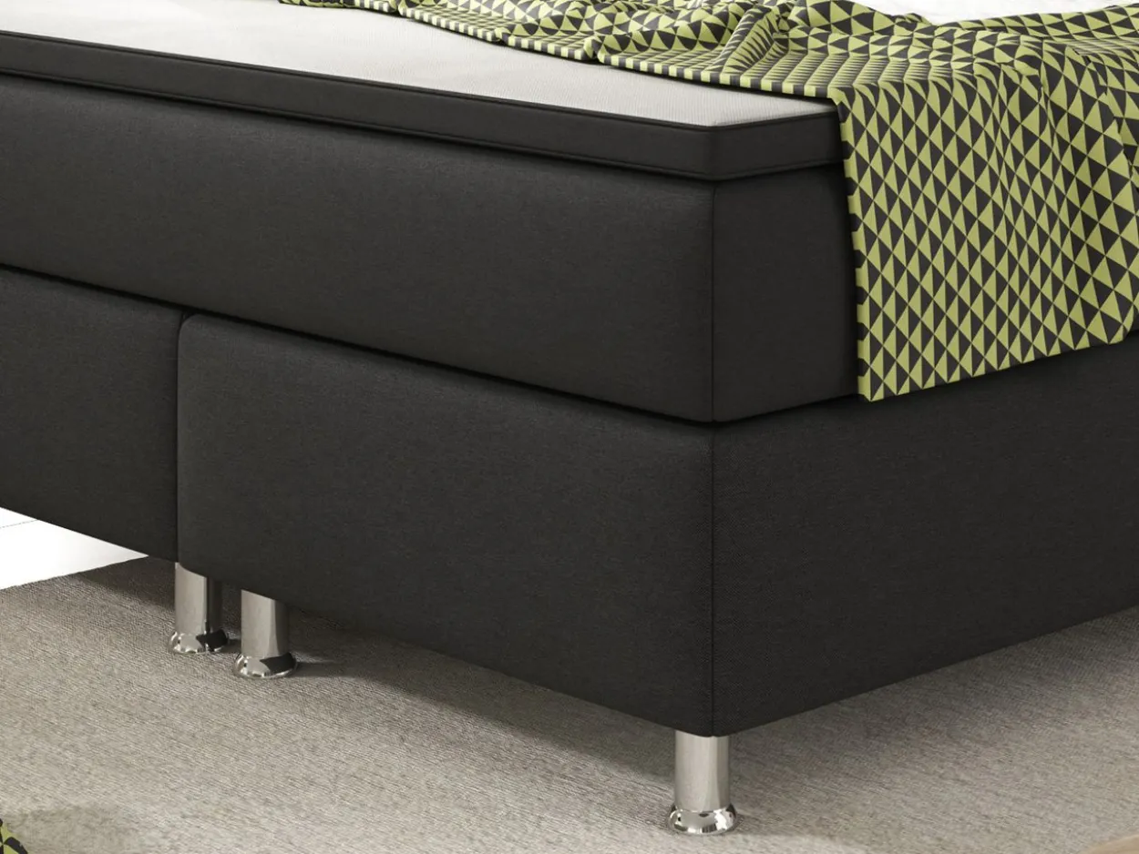 Boxspringbett Köln 140x200 Webstoff Schwarz