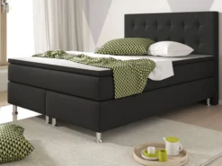 Boxspringbett Köln 140x200 Webstoff Schwarz