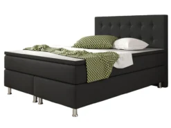 Boxspringbett Köln 140x200 Webstoff Schwarz
