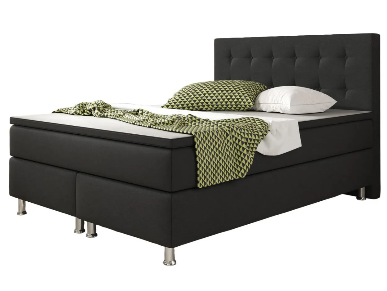 Boxspringbett Köln 140x200 Webstoff Schwarz