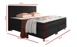Boxspringbett Köln 140x200 Webstoff Schwarz