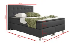 Boxspringbett Köln 140x200 Webstoff Anthrazit