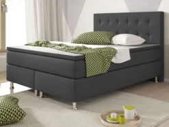 Boxspringbett Köln 140x200 Webstoff Anthrazit