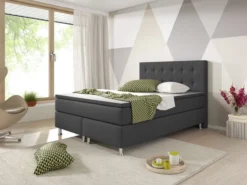 Boxspringbett Köln 140x200 Webstoff Anthrazit