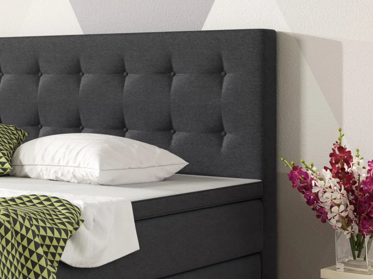 Boxspringbett Köln 180x200 Webstoff Anthrazit