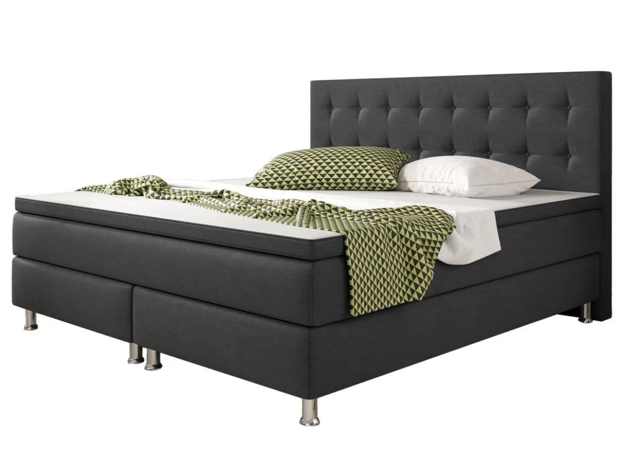 Boxspringbett Köln 180x200 Webstoff Anthrazit