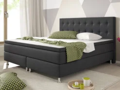 Boxspringbett Köln 180x200 Webstoff Anthrazit