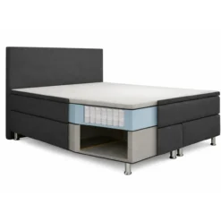 Boxspringbett Köln 180x200 Webstoff Schwarz