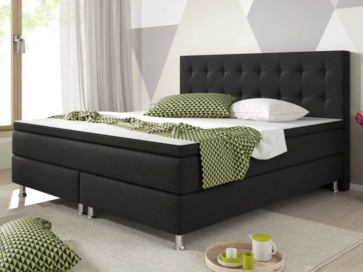 Boxspringbett Köln 180x200 Webstoff Schwarz