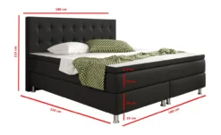 Boxspringbett Köln 180x200 Webstoff Schwarz