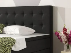 Boxspringbett Köln 180x200 Webstoff Schwarz