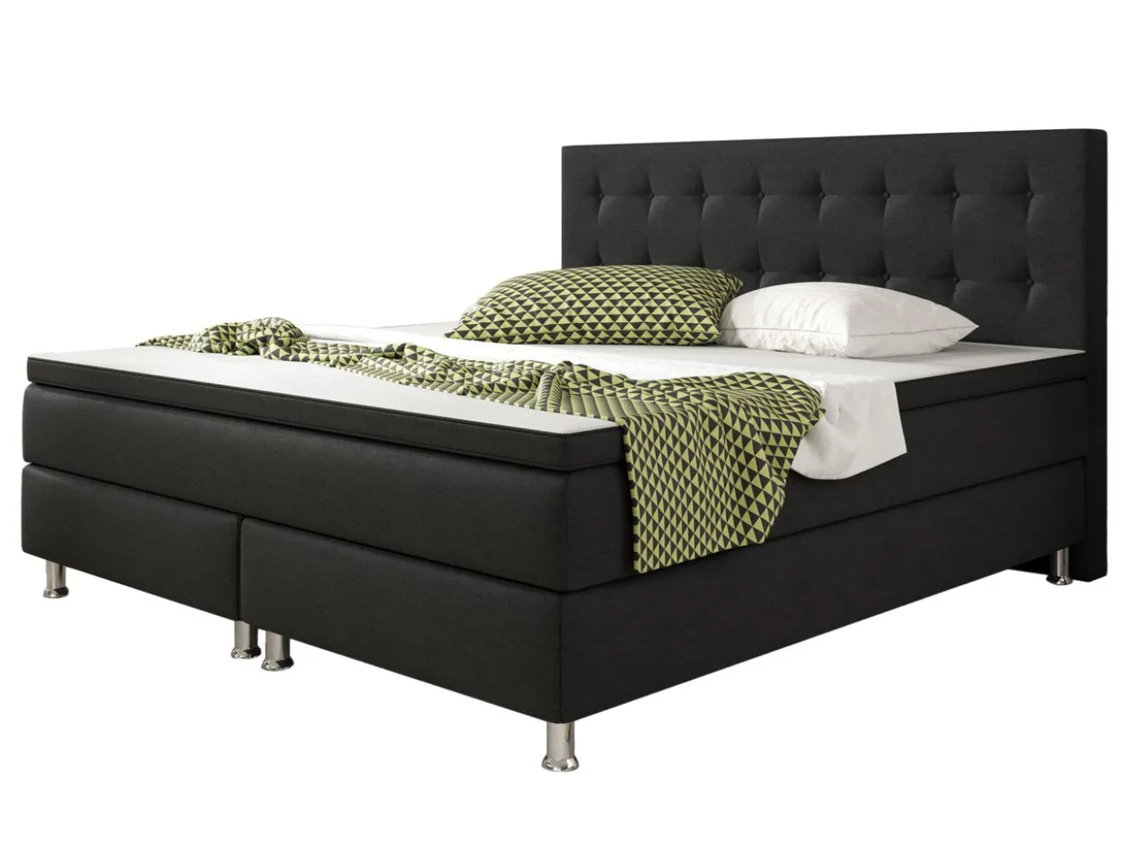 Boxspringbett Köln 180x200 Webstoff Schwarz