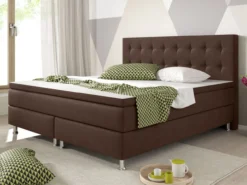 Boxspringbett Köln 180x200 Webstoff Braun