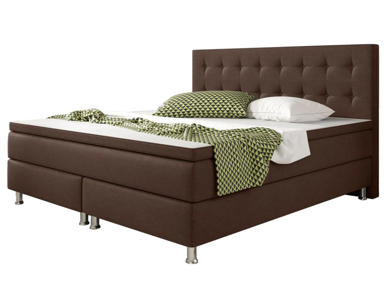 Boxspringbett Köln 180x200 Webstoff Braun