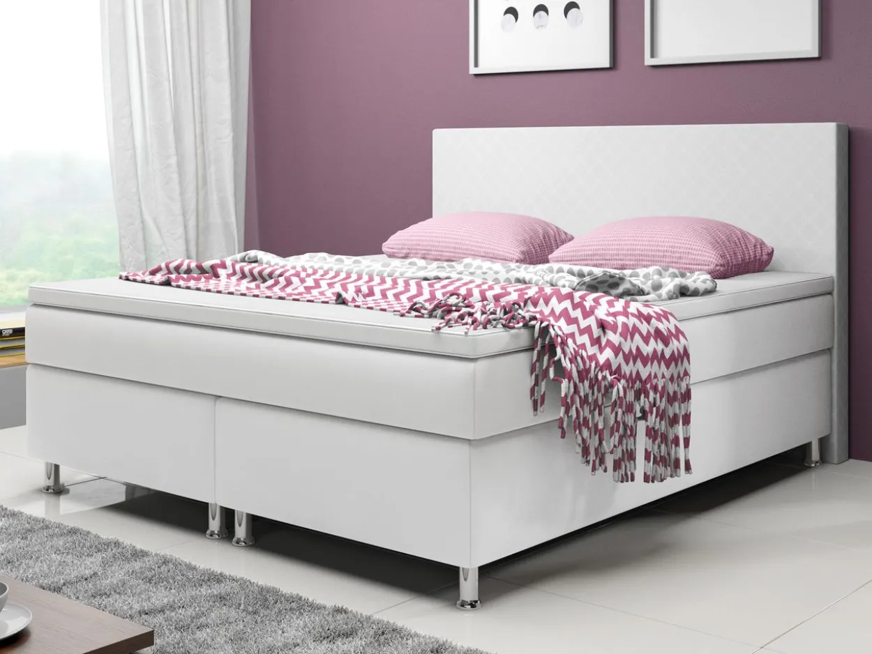 Boxspringbett Madrid 180x200 cm Kunstleder Weiß