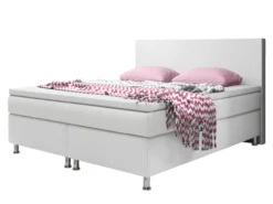 Boxspringbett Madrid 180x200 cm Kunstleder Weiß