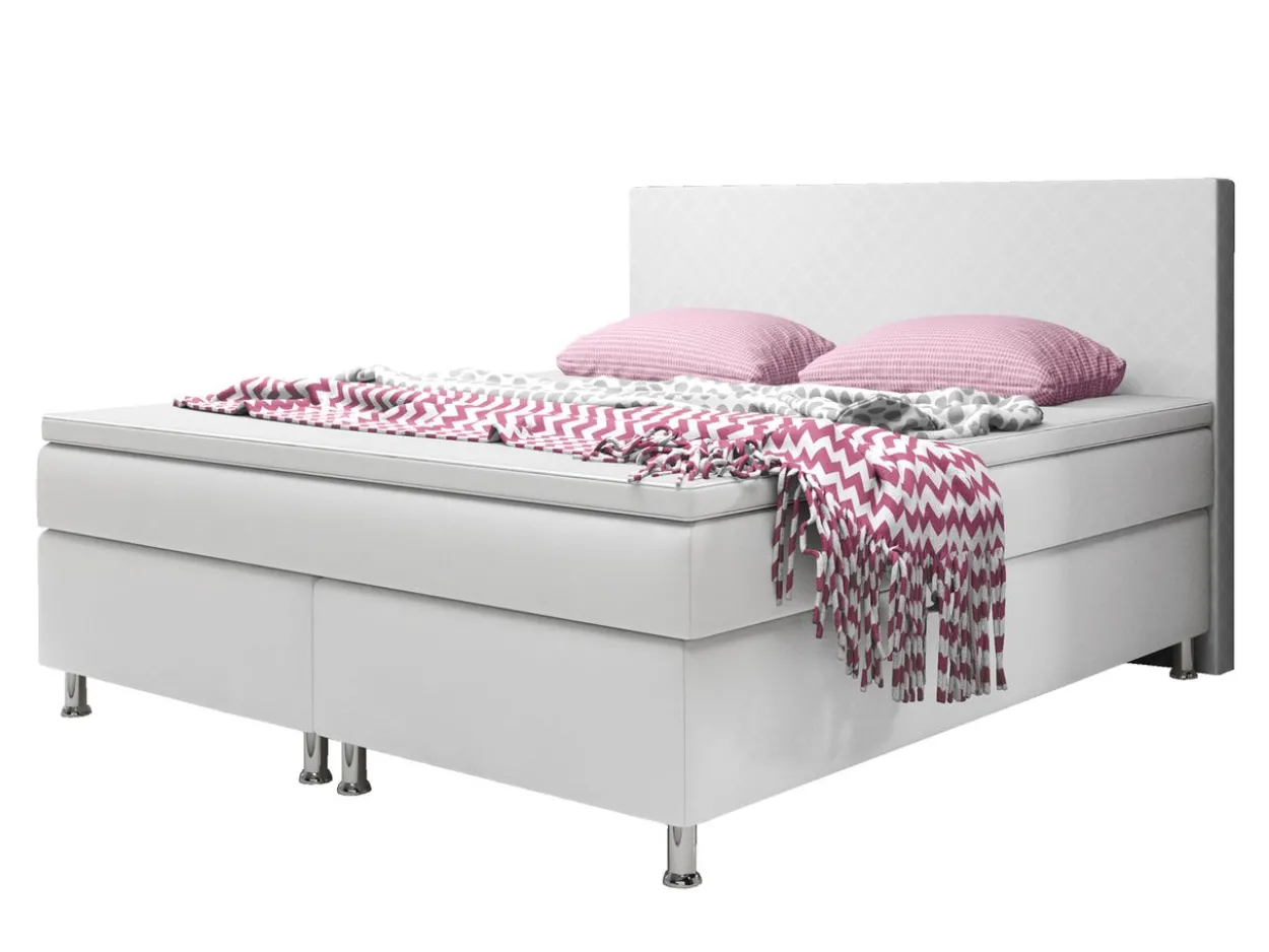 Boxspringbett Madrid 180x200 cm Kunstleder Weiß