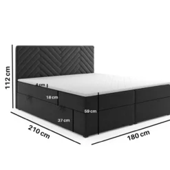 Boxspringbett MALIBU mit Bettkasten 180 x 200 cm Webstoff Schwarz Bett Bettkasten Hotelbett