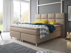 Boxspringbett Miami mit 7-Zonen-Taschenfederkernmatratzen und Topper, ca. 180 x 200 cm – Muddy
