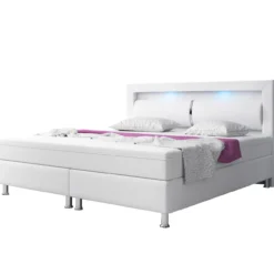Boxspringbett MILANO ca. 180x200cm- Weiß mit integriertem Topper