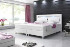 Boxspringbett MILANO ca. 180x200cm- Weiß mit integriertem Topper