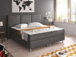 Boxspringbett Oslo mit Bettkasten 180x200 cm Kunstleder Anthrazit