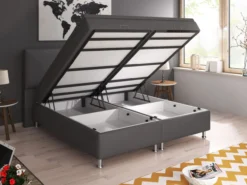 Boxspringbett Oslo mit Bettkasten 180x200 cm Kunstleder Anthrazit