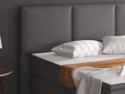 Boxspringbett Oslo mit Bettkasten 180x200 cm Kunstleder Anthrazit