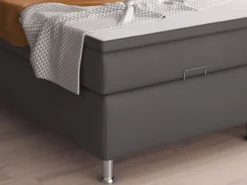 Boxspringbett Oslo mit Bettkasten 180x200 cm Kunstleder Anthrazit