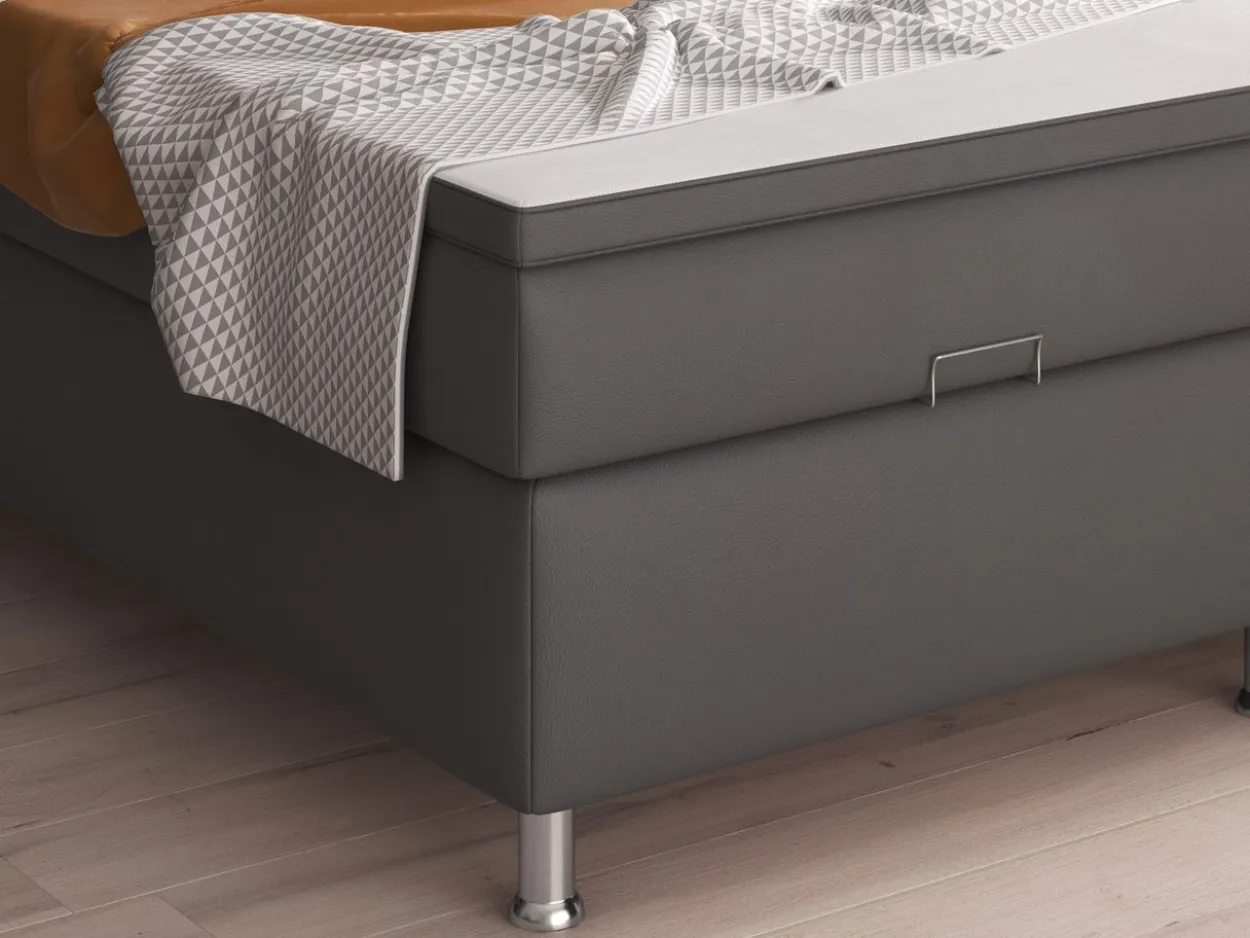 Boxspringbett Oslo mit Bettkasten 180x200 cm Kunstleder Anthrazit