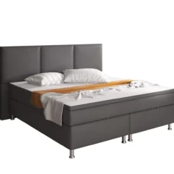Boxspringbett Oslo mit Bettkasten 180x200 cm Kunstleder Anthrazit