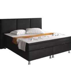 Boxspringbett Oslo mit Bettkasten 180x200 cm Kunstleder Schwarz