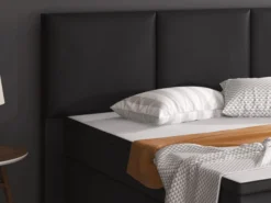 Boxspringbett Oslo mit Bettkasten 180x200 cm Kunstleder Schwarz