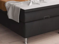 Boxspringbett Oslo mit Bettkasten 180x200 cm Kunstleder Schwarz