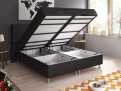 Boxspringbett Oslo mit Bettkasten 180x200 cm Kunstleder Schwarz