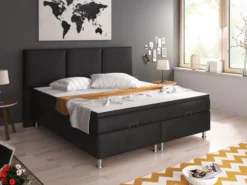 Boxspringbett Oslo mit Bettkasten 180x200 cm Kunstleder Schwarz