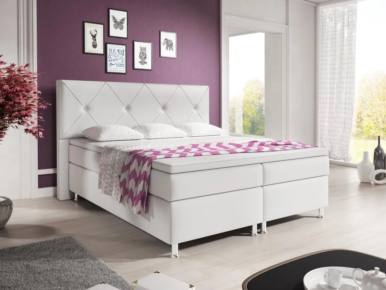 Boxspringbett Oxford 180x200 cm Kunstleder Weiß