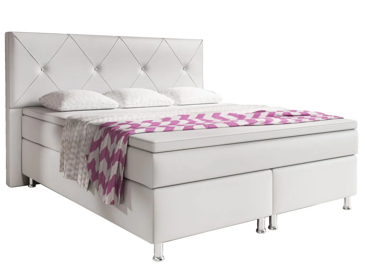 Boxspringbett Oxford 180x200 cm Kunstleder Weiß