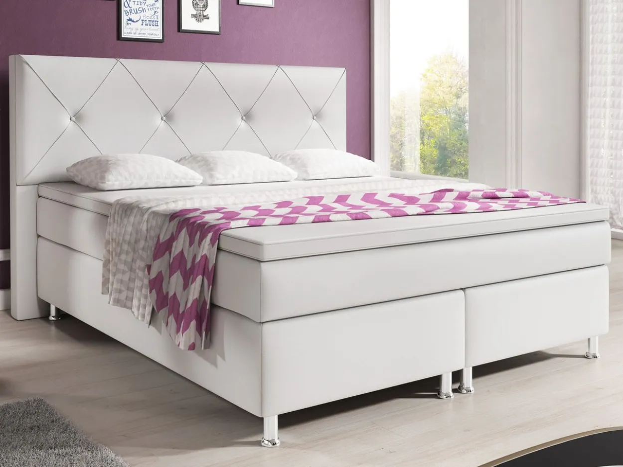 Boxspringbett Oxford 180x200 cm Kunstleder Weiß