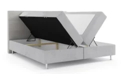 Boxspringbett PISA mit Bettkasten 180 x 200 cm Webstoff Grau Bett Bettkasten Topper