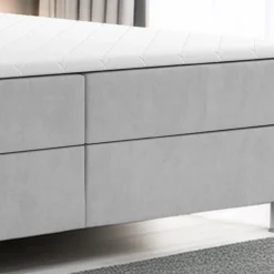 Boxspringbett PISA mit Bettkasten 180 x 200 cm Webstoff Grau Bett Bettkasten Topper