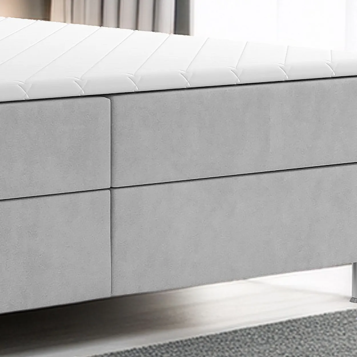 Boxspringbett PISA mit Bettkasten 180 x 200 cm Webstoff Grau Bett Bettkasten Topper