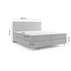 Boxspringbett PISA mit Bettkasten 180 x 200 cm Webstoff Grau Bett Bettkasten Topper