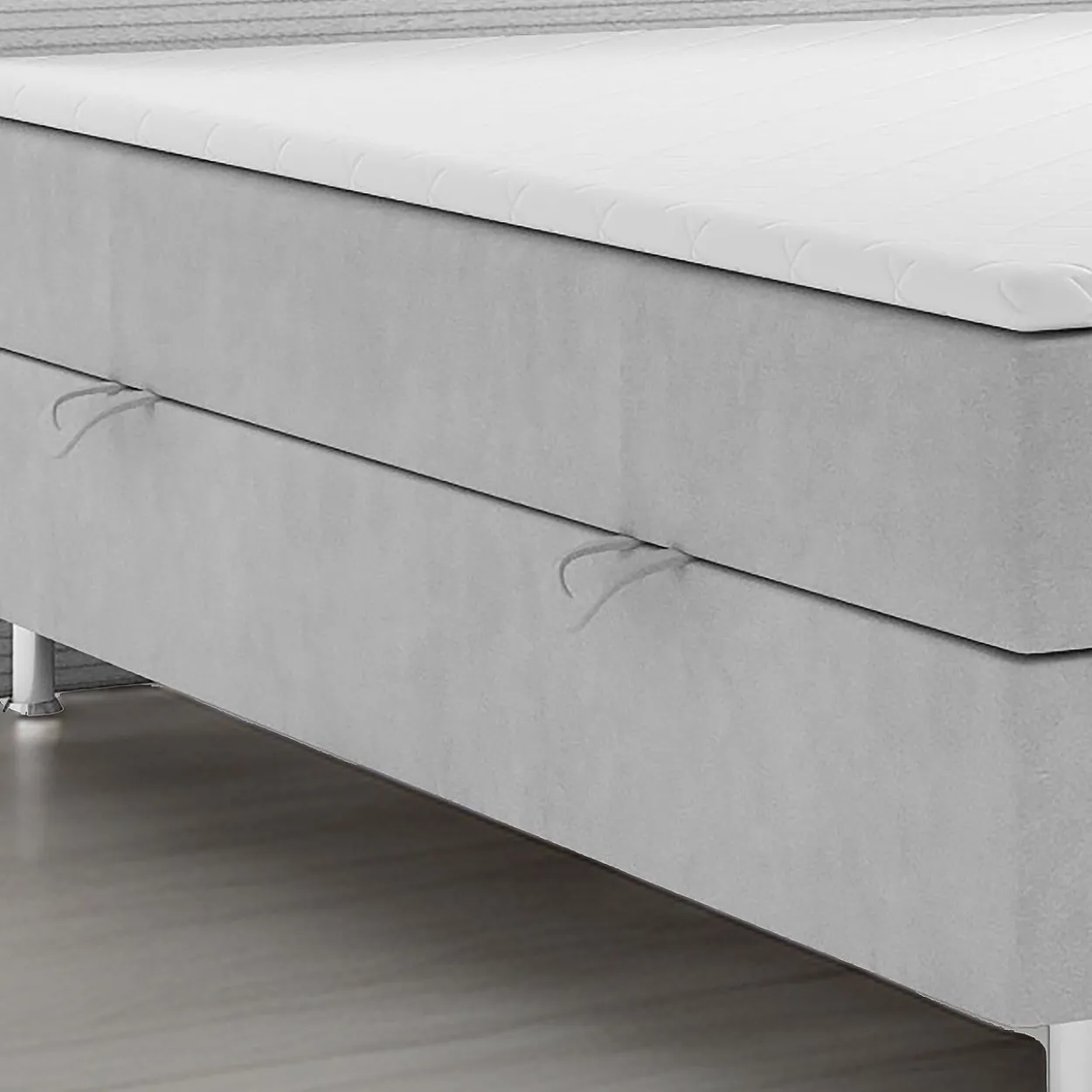 Boxspringbett PISA mit Bettkasten 180 x 200 cm Webstoff Grau Bett Bettkasten Topper