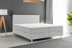 Boxspringbett PISA mit Bettkasten 180 x 200 cm Webstoff Grau Bett Bettkasten Topper