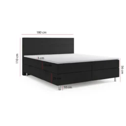 Boxspringbett PISA mit Bettkasten 180 x 200 cm Webstoff Schwarz Bett Bettkasten Topper