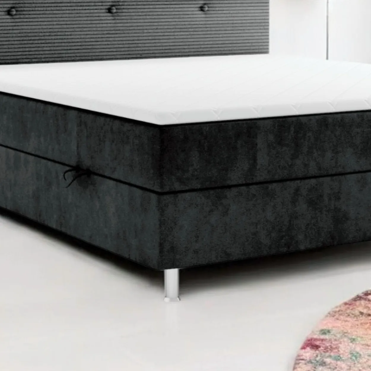 Boxspringbett RIO mit Bettkasten, ca. 180 x 200 cm - Schwarz