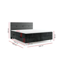 Boxspringbett RIO mit Bettkasten, ca. 180 x 200 cm - Schwarz