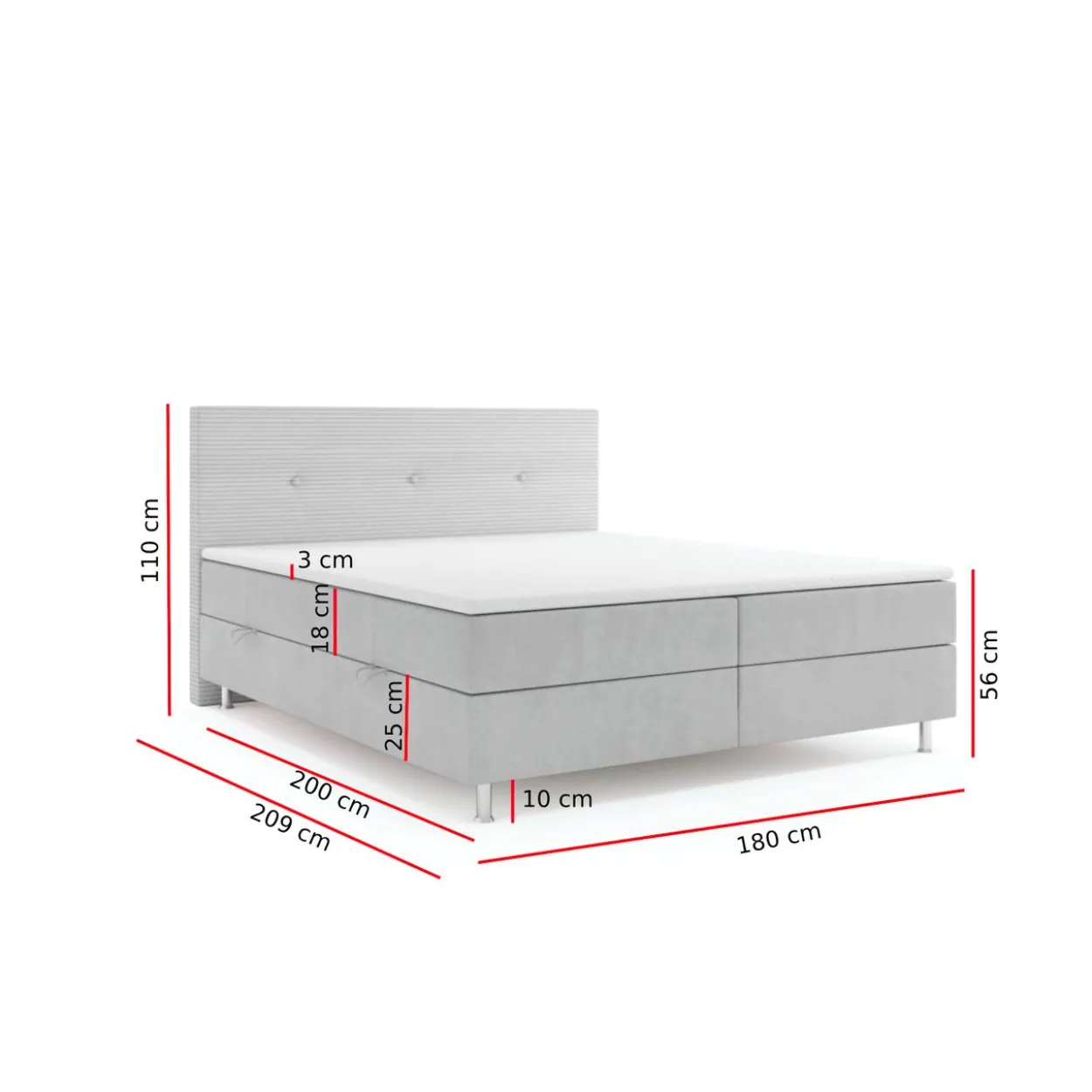 Boxspringbett RIO mit Bettkasten, ca. 180 x 200 cm - Schwarz